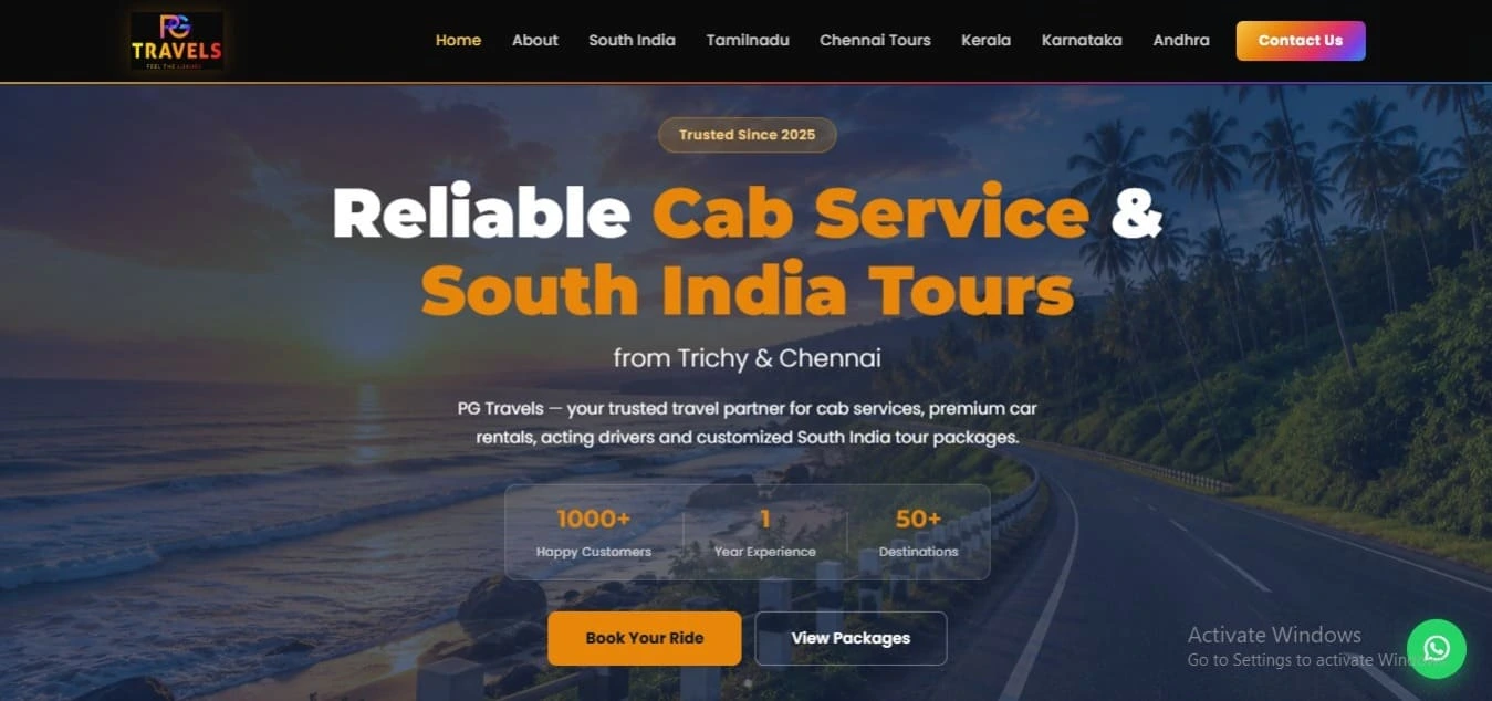 PG Travels – Reliable Cab Service South India Tours